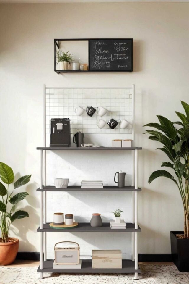 Mobitopya Çevir Kur Antrasit 4 Raflı Kahve Köşesi Dolabı | Mutfak Düzenleyici, Stand, 71x167x35 Cm Antrasit - Beyaz Demir