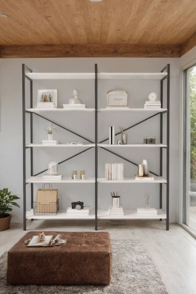 Mobitopya 5 Raflı Kitaplık | Ofis & Ev Için Organizer Raf Ünitesi 150×170×34 Cm Beyaz - Siyah Demir