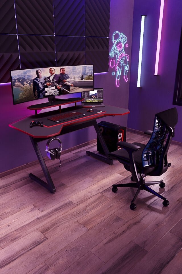 Mobitopya RGB Işıklı Ergonomik Oyuncu Masası – Geniş Alanlı, Monitör Standlı Gaming Bilgisayar Masası