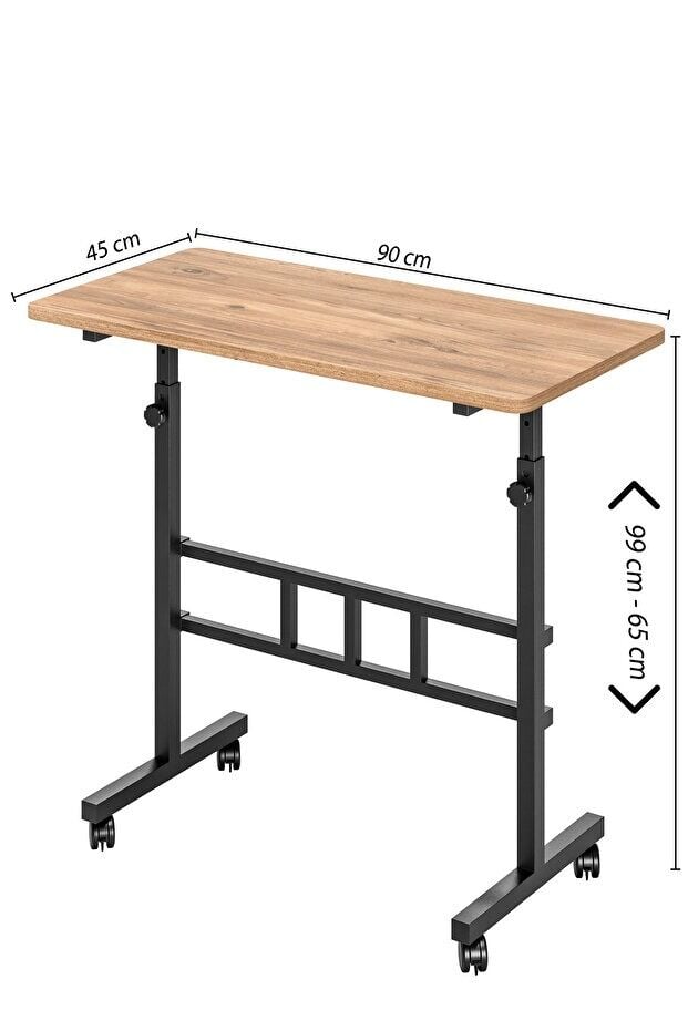 Mobitopya Yükseklik Ayarlı Ergonomik Çalışma Masası Atlantik Çam Siyah Demir – Ev Ofis Bilgisayar Masası