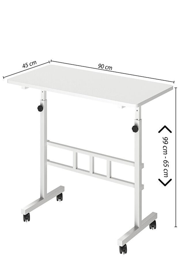 Mobitopya Yükseklik Ayarlı Ergonomik Çalışma Masası Beyaz - Beyaz Demir – Ev Ofis Bilgisayar Masası