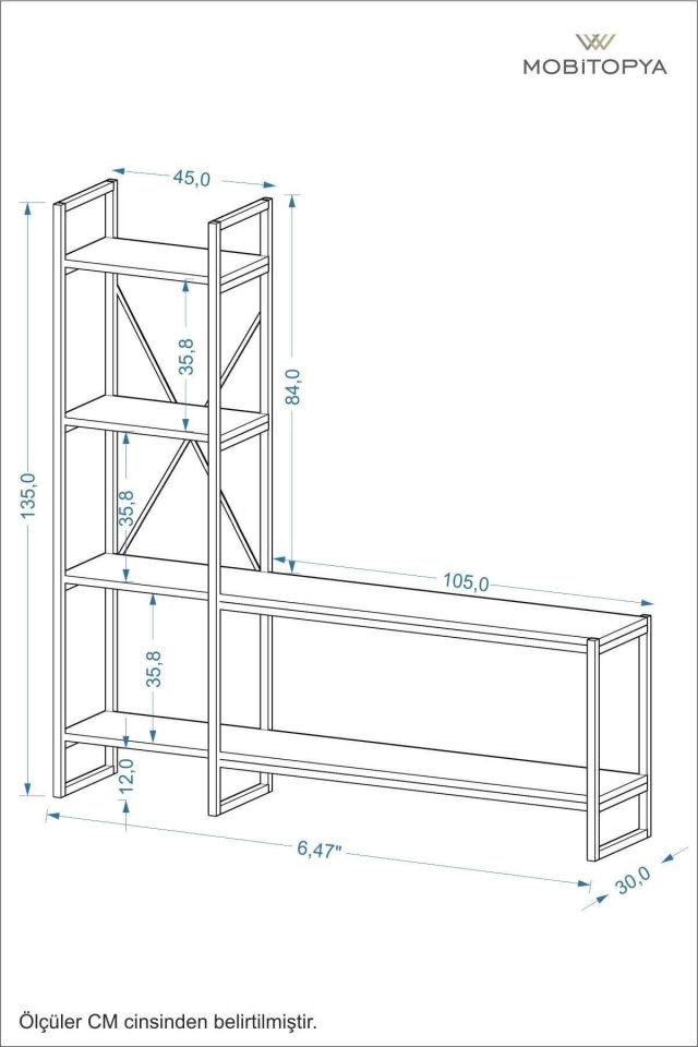 Nilamu Tv Ünitesi | Açık Raflı Tv Sehpası Ve Çok Amaçlı Düzenleyici Raf 150×135×30 Cm