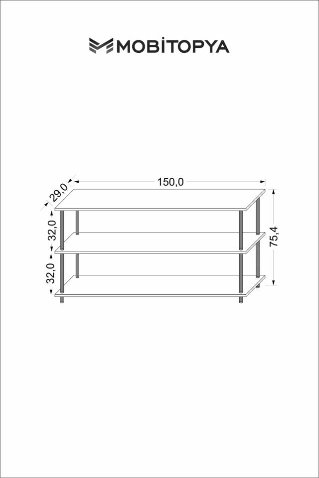 Çevir Kur 150 cm Tv Ünitesi | Açık Raflı Tv Sehpası Ve Çok Amaçlı Düzenleyici