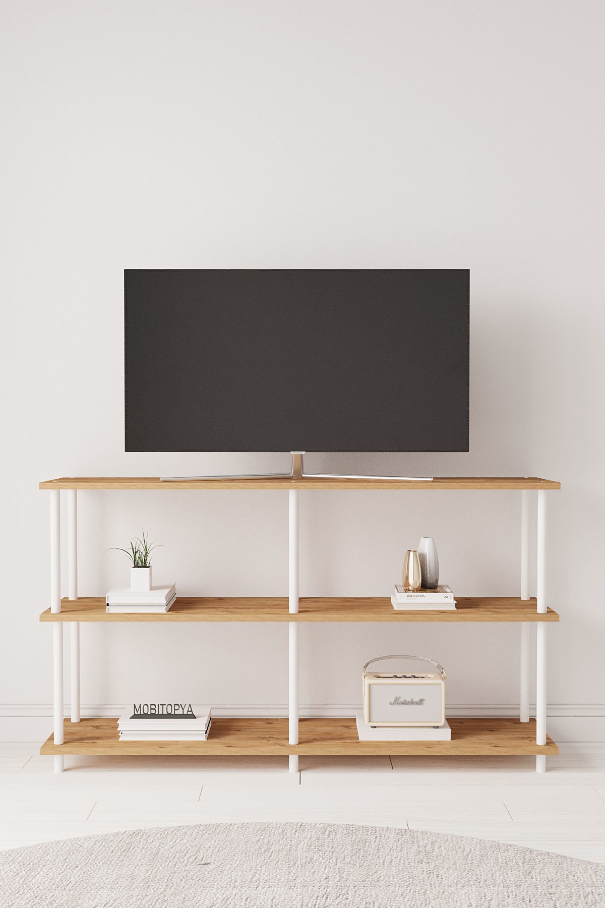 Çevir Kur 150 cm Tv Ünitesi | Açık Raflı Tv Sehpası Ve Çok Amaçlı Düzenleyici